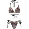 image:imageMakeMeChic Womens 3 Piece Bikini Set Cheetah Print Halter High Cut Swimsuit with Cover Up SkirtMulticolor