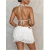 image:imageMakeMeChic Womens 3 Piece Bikini Set Lace Halter Tie Backless Thong Swimsuit with Lace Cover Up SkirtsWhite