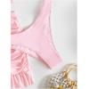 image:imageMakeMeChic Womens 3 Piece Bikini Set Push Up Knot High Cut Bathing Suit with Cover Up SkirtPink