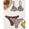 image:imageMakeMeChic Womens 3 Piece Bikini Set Zebra Striped Underwire Push Up SwimsuitMulticolor