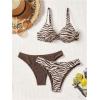 image:imageMakeMeChic Womens 3 Piece Bikini Set Zebra Striped Underwire Push Up SwimsuitMulticolor