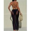 image:imageMakeMeChic Womens 3 Piece Bikini Sets Seashell Halter Triangle Cheeky Swimsuit with Cover Up Mesh SkirtBlack