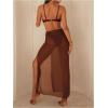 image:imageMakeMeChic Womens 3 Piece Summer Bathing Suit Ruched Backless Cheeky Beach Bikini Set with Cover Up SkirtCoffee Brown