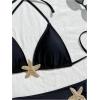 image:imageMakeMeChic Womens 3 Piece Swimsuit Starfish Halter Triangle Bikini Sets Bathing Suit with Cover Up SkirtBlack