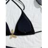 image:imageMakeMeChic Womens 3 Piece Swimsuit Starfish Halter Triangle Bikini Sets Bathing Suit with Cover Up SkirtBlack