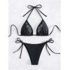 image:imageMakeMeChic Womens Beach 2 Piece Bikini Set Goth Rhinestone Halter Swimsuit Vacation Triangle High Waist SwimsuitBlack