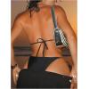 image:imageMakeMeChic Womens Beach 2 Piece Bikini Set Goth Rhinestone Halter Swimsuit Vacation Triangle High Waist SwimsuitBlack