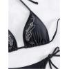 image:imageMakeMeChic Womens Beach 2 Piece Bikini Set Goth Rhinestone Halter Swimsuit Vacation Triangle High Waist SwimsuitBlack