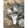 image:imageMakeMeChic Womens Bikini Set Halter Tie Back Triangle String Thong Bathing Suit SwimsuitsApricot