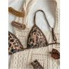 image:imageMakeMeChic Womens Bikini Sets Cheetah Print Contrast Binding Tie Backless SwimsuitBlack and Brown