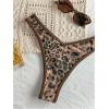 image:imageMakeMeChic Womens Bikini Sets Cheetah Print Contrast Binding Tie Backless SwimsuitBlack and Brown