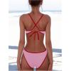 image:imageMakeMeChic Womens Bikini Sets Leopard Print Spaghetti Strap Backless Beach SwimsuitPink B