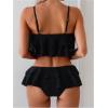 image:imageMakeMeChic Womens Bikini Sets Textured Ruffle Tiered Spaghetti Strap Summer Swimsuit Bathing SuitBlack