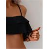 image:imageMakeMeChic Womens Bikini Sets Textured Ruffle Tiered Spaghetti Strap Summer Swimsuit Bathing SuitBlack