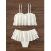 image:imageMakeMeChic Womens Bikini Sets Textured Ruffle Tiered Spaghetti Strap Summer Swimsuit Bathing SuitWhite