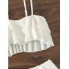 image:imageMakeMeChic Womens Bikini Sets Textured Ruffle Tiered Spaghetti Strap Summer Swimsuit Bathing SuitWhite