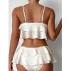 image:imageMakeMeChic Womens Bikini Sets Textured Ruffle Tiered Spaghetti Strap Summer Swimsuit Bathing SuitWhite