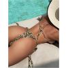 image:imageMakeMeChic Womens Cheetah Print Bikini Sets 3D Flower Halter Tie Side Backless Beachwear SwimsuitsMulticolor