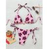 image:imageMakeMeChic Womens Floral Bikini Set Halter Triangle Tie Side String Thong SwimsuitsPink