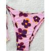 image:imageMakeMeChic Womens Floral Bikini Set Halter Triangle Tie Side String Thong SwimsuitsPink