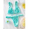 image:imageMakeMeChic Womens Floral Print 2 Piece Bikini Sets Tie Back Triangle Thong Bathing Suit SwimsuitBlue