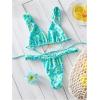 image:imageMakeMeChic Womens Floral Print 2 Piece Bikini Sets Tie Back Triangle Thong Bathing Suit SwimsuitBlue