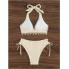 image:imageMakeMeChic Womens Fringe Bathing Suit 2 Piece High Waisted Bikini Sets Halter Summer Swim SuitApricot
