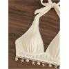 image:imageMakeMeChic Womens Fringe Bathing Suit 2 Piece High Waisted Bikini Sets Halter Summer Swim SuitApricot
