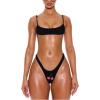 image:imageMakeMeChic Womens Micro Bikini Top Tie Backless Spaghetti Strap Beach Vacation Swim TopsBlack