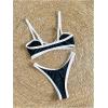 image:imageMakeMeChic Womens Micro Thong Bikini High Waisted Bikini Set Cheeky Swimsuit Bathing Suit SwimwearBlack and White