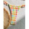 image:imageMakeMeChic Womens Plaid Bikini Set Triangle Ruffle Tie Back Bathing Suit SwimsuitsMulticolor