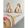 image:imageMakeMeChic Womens Plaid Bikini Set Triangle Ruffle Tie Back Bathing Suit SwimsuitsMulticolor