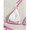 image:imageMakeMeChic Womens Plaid Gingham Bikini Sets Bow Halter Triangle Tie Side SwimsuitsPink