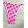 image:imageMakeMeChic Womens Plaid Gingham Bikini Sets Bow Halter Triangle Tie Side SwimsuitsPink