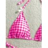 image:imageMakeMeChic Womens Plaid Gingham Bikini Sets Bow Halter Triangle Tie Side SwimsuitsPink