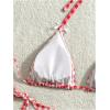 image:imageMakeMeChic Womens Plaid Gingham Bikini Sets Bow Halter Triangle Tie Side SwimsuitsRed and White