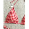 image:imageMakeMeChic Womens Plaid Gingham Bikini Sets Bow Halter Triangle Tie Side SwimsuitsRed and White