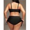 image:imageMakeMeChic Womens Plus Size 2 Piece Bikini Set Criss Cross Cut Out Tie Side High Waist SwimsuitBlack