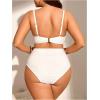 image:imageMakeMeChic Womens Plus Size 2 Piece Bikini Set Wrap Ruched High Waist Swimsuit 2 BeachwearWhite