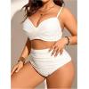 image:imageMakeMeChic Womens Plus Size 2 Piece Bikini Set Wrap Ruched High Waist Swimsuit 2 BeachwearWhite