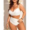image:imageMakeMeChic Womens Plus Size 2 Piece Bikini Set Wrap Ruched High Waist Swimsuit 2 BeachwearWhite