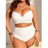 image:imageMakeMeChic Womens Plus Size 2 Piece Bikini Set Wrap Ruched High Waist Swimsuit 2 BeachwearWhite
