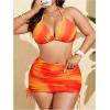 image:imageMakeMeChic Womens Plus Size 4 Piece Swimsuit Tie Dye Halter Bikini Set with Ruched Mesh Skirt and HeadbandOrange