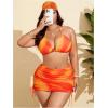 image:imageMakeMeChic Womens Plus Size 4 Piece Swimsuit Tie Dye Halter Bikini Set with Ruched Mesh Skirt and HeadbandOrange