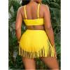 image:imageMakeMeChic Womens Plus Size Bikini Set Ruched Fringe High Waisted 2 Piece SwimsuitYellow