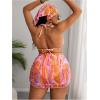 image:imageMakeMeChic Womens Plus Size Bikini Sets Graphic Print Triangle Halter Ruched SwimsuitMulticolor