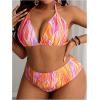 image:imageMakeMeChic Womens Plus Size Bikini Sets Graphic Print Triangle Halter Ruched SwimsuitMulticolor
