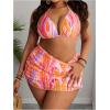image:imageMakeMeChic Womens Plus Size Bikini Sets Graphic Print Triangle Halter Ruched SwimsuitMulticolor