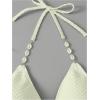 image:imageMakeMeChic Womens Plus Size Bikini Sets Tie Side Textured Triangle Shell Halter Bathing SuitWhite