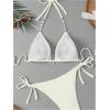 image:imageMakeMeChic Womens Plus Size Bikini Sets Tie Side Textured Triangle Shell Halter Bathing SuitWhite
